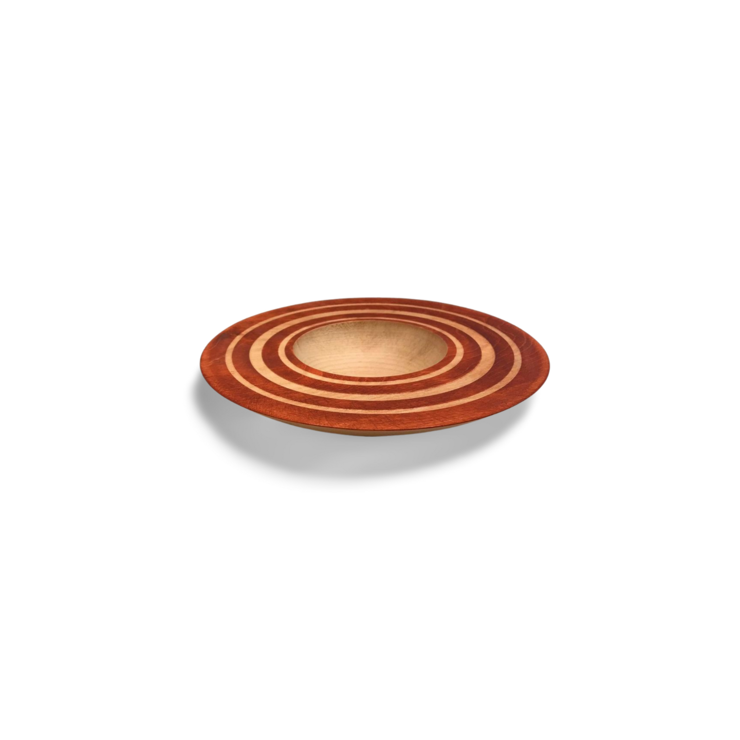 Decorative platter in sycamore (23 cm) – lacquered with red stain and beeswax