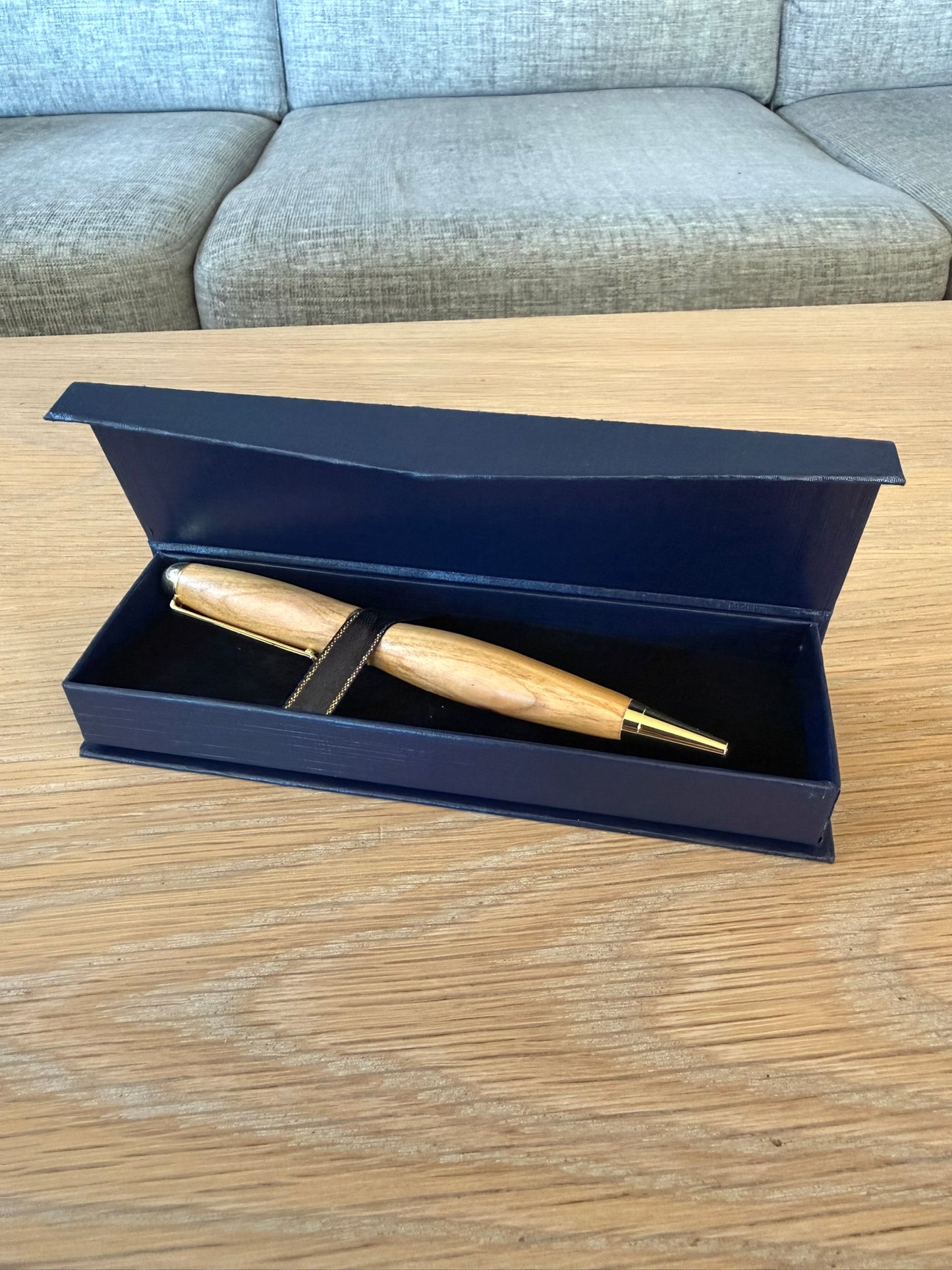 Hand-turned fruitwood pen with 24k gold plating