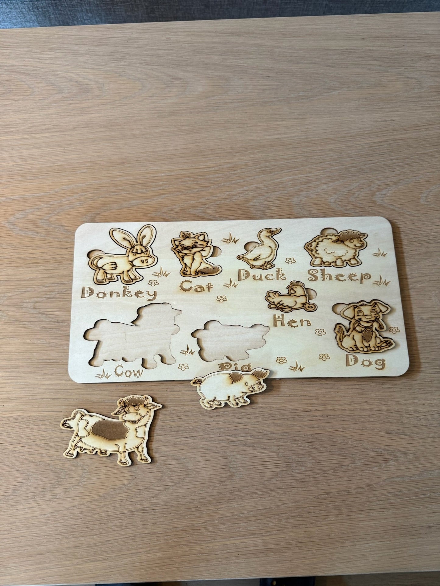 Farm Animals – Montessori-Inspired Wooden Activity Puzzle
