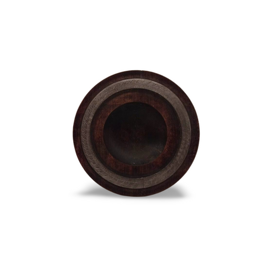 Dreid fat i ask (20 cm) – lilla beis, vokset og dekorert kant