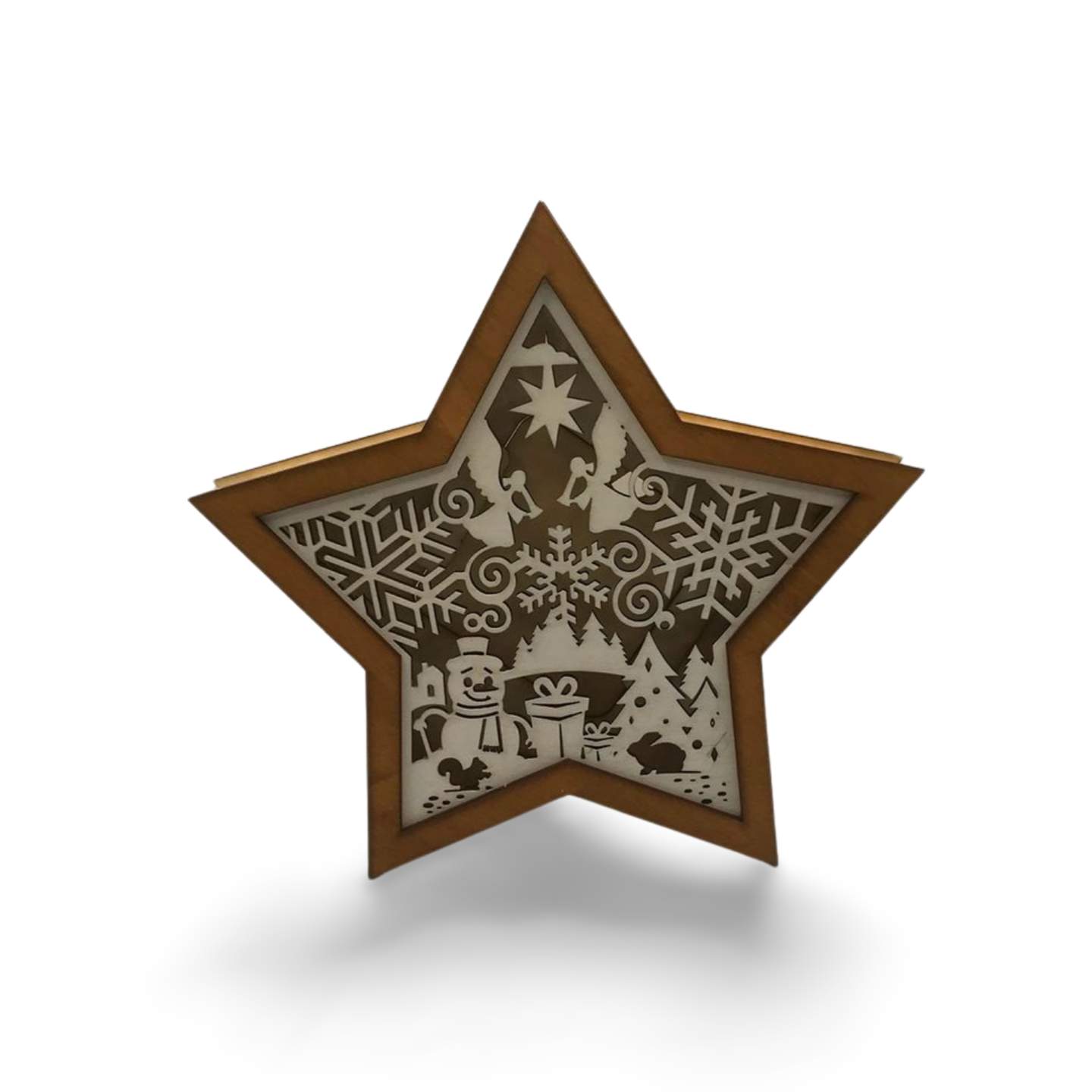 Wooden Christmas star – laser-cut with LED lights and five unique designs
