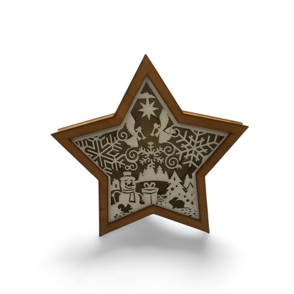 Wooden Christmas star – laser-cut with LED lights and five unique designs