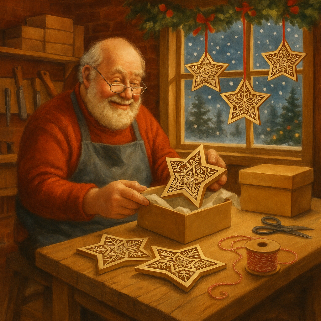 Wooden Christmas star – laser-cut with LED lights and five unique designs