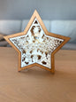 Wooden Christmas star – laser-cut with LED lights and five unique designs