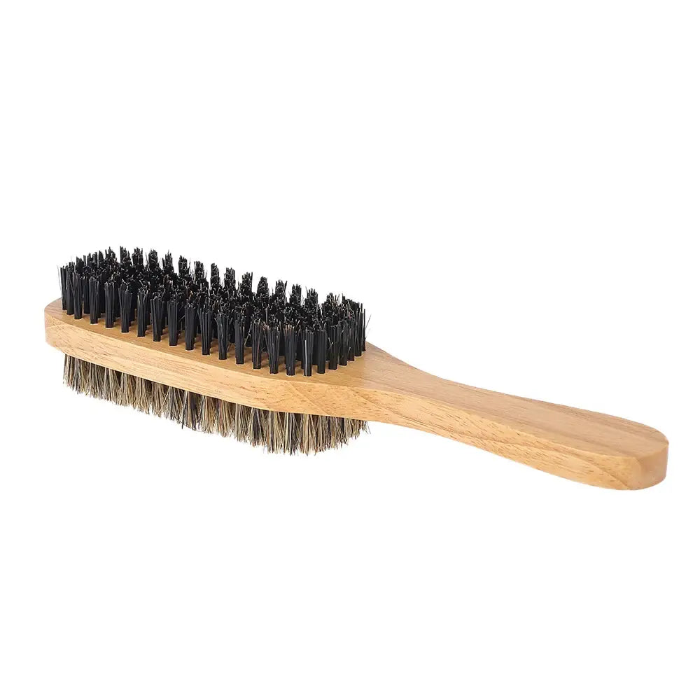 Wood Handle Men’s Beard Brush Men Mustache Brushes Comb Double-sided Facial Hair Brush Male Face Message Shaving