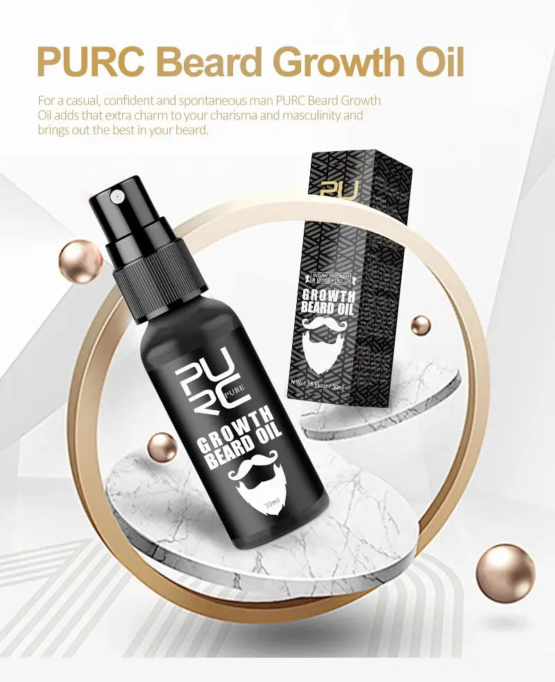 PURC Growth Beard Oil Grow Beard Thicker & More Full Thicken Hair Beard Oil For Men Beard Grooming Treatment Beard Care