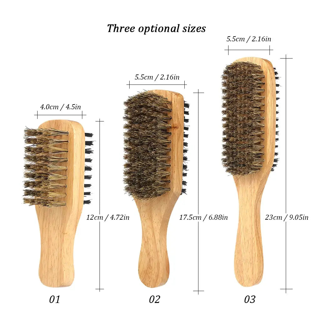 Wood Handle Men’s Beard Brush Men Mustache Brushes Comb Double-sided Facial Hair Brush Male Face Message Shaving