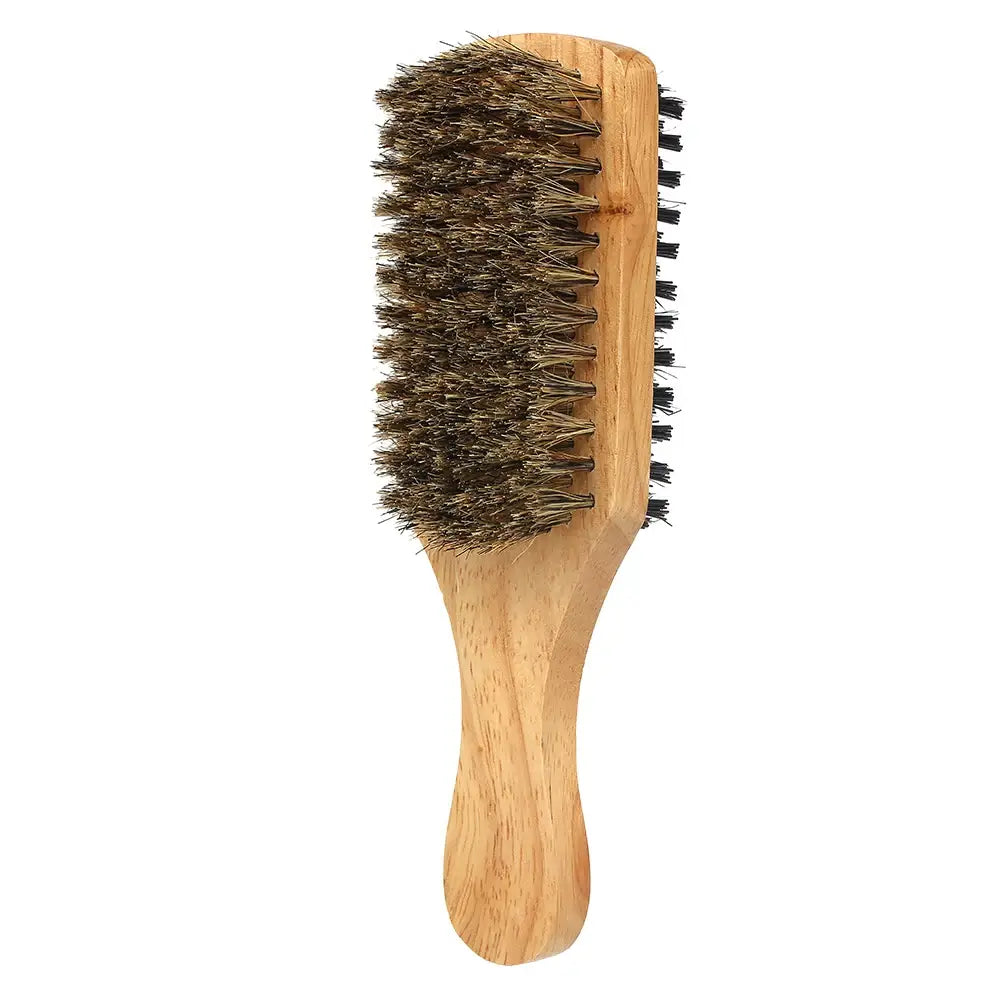 Wood Handle Men’s Beard Brush Men Mustache Brushes Comb Double-sided Facial Hair Brush Male Face Message Shaving