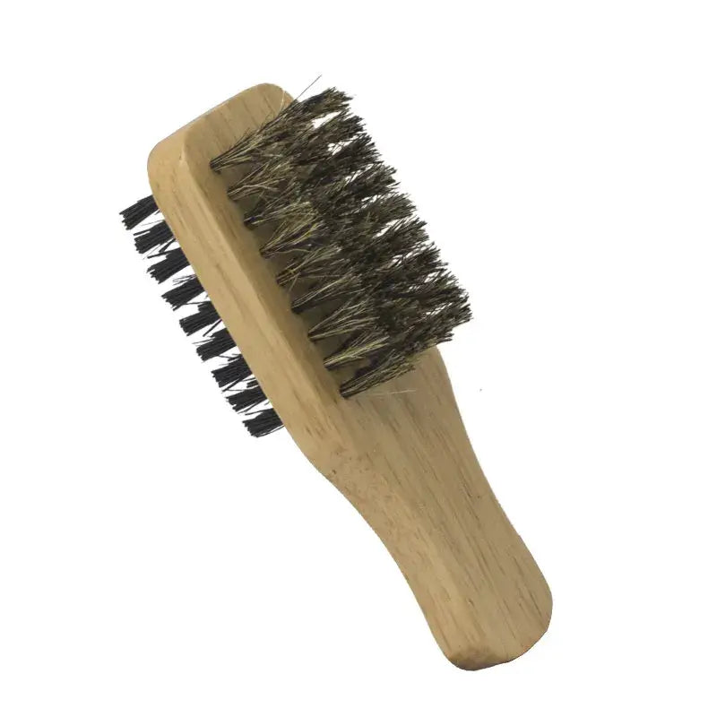 Wood Handle Men’s Beard Brush Men Mustache Brushes Comb Double-sided Facial Hair Brush Male Face Message Shaving