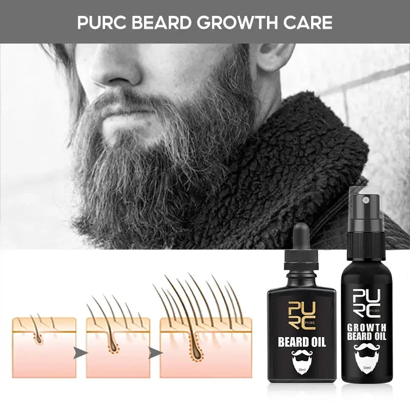 PURC Beard Growth Oil Hair Growth Products for Men Rosemary Oil Beard Fast Regrowth Nourishing Enhancer Treatment Hair