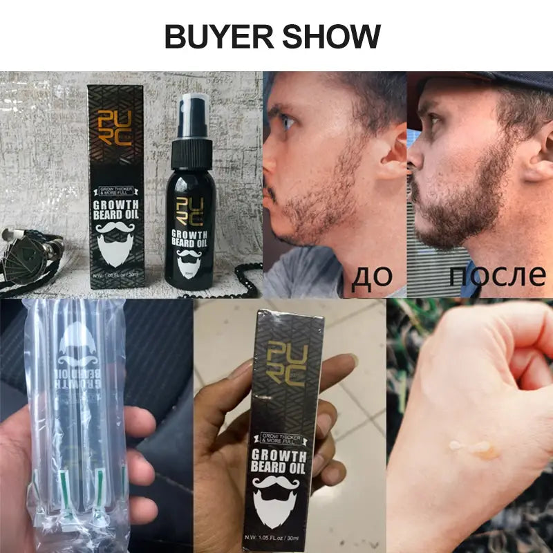 PURC Beard Growth Oil Hair Growth Products for Men Rosemary Oil Beard Fast Regrowth Nourishing Enhancer Treatment Hair