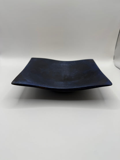 Square decorative wooden tray – royal blue and black (17 × 15 × 4.5 cm)
