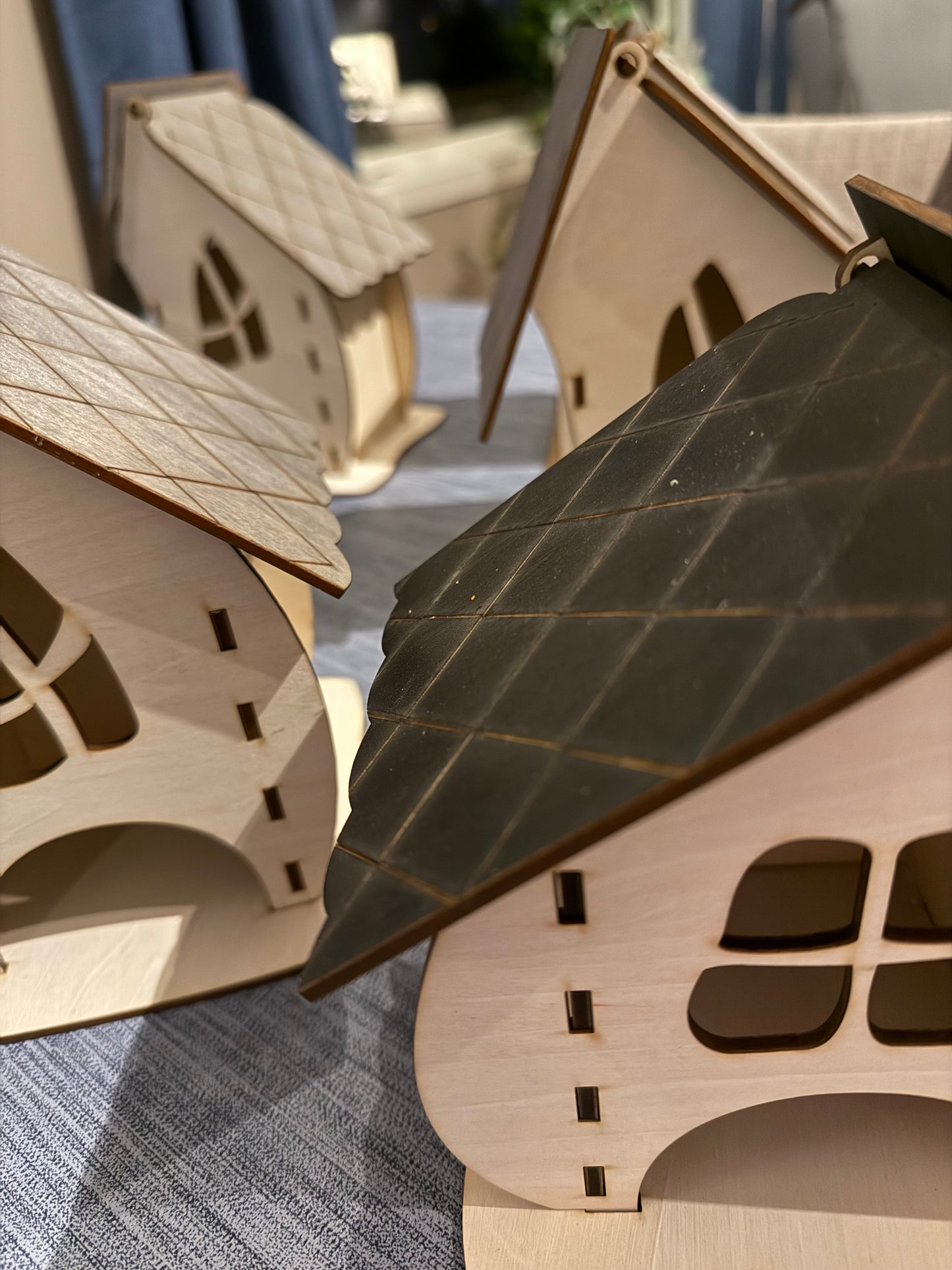 Wonky Houses – three crooked little houses in plywood (set of 3)