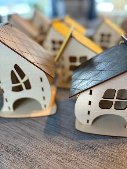 Wonky Houses – three crooked little houses in plywood (set of 3)