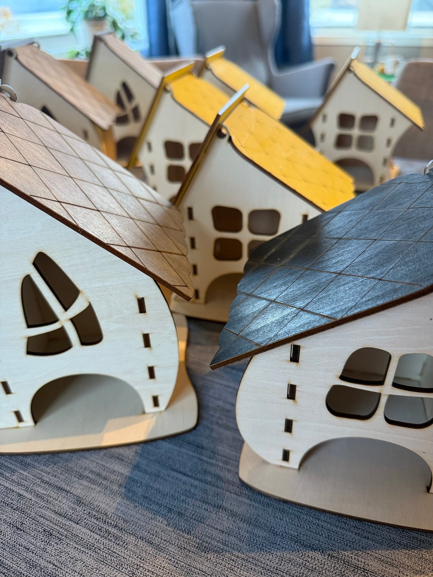 Wonky Houses – three crooked little houses in plywood (set of 3)