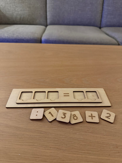 Wooden Math Game – Montessori-inspired Number Game for Kids (40×195 mm)