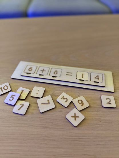 Wooden Math Game – Montessori-inspired Number Game for Kids (40×195 mm)
