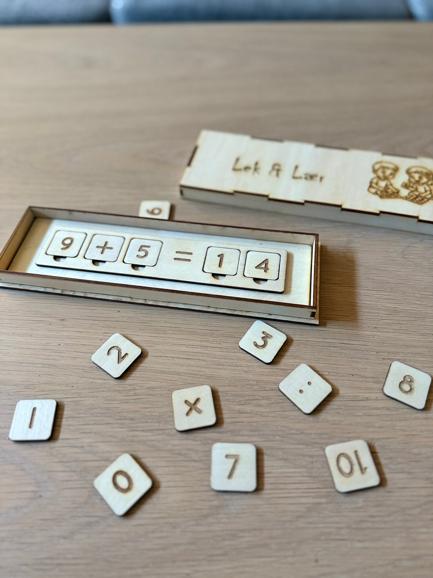 Wooden Math Game – Montessori-inspired Number Game for Kids (40×195 mm)
