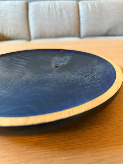 Hand-turned platter in royal blue