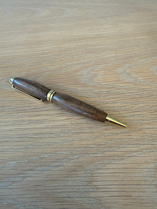 Hand-turned chestnut pen with 24k gold plating