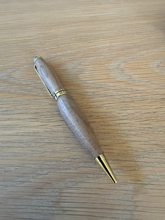 Hand-turned chestnut pen with 24k gold plating