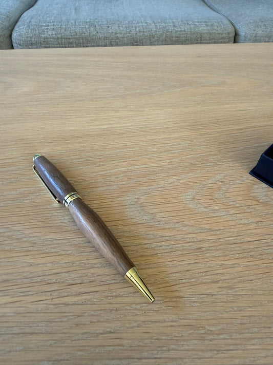 Hand-turned chestnut pen with 24k gold plating