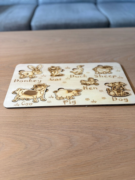 Farm Animals – Montessori-Inspired Wooden Activity Puzzle