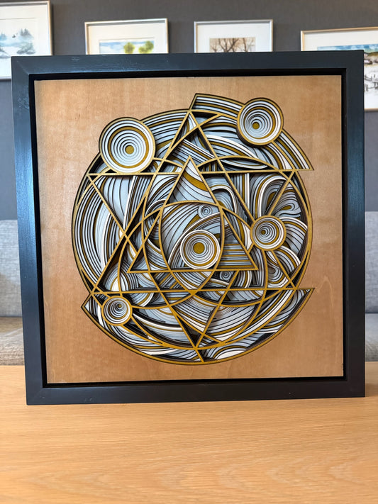 Echoes of Time – 11-lags mandala i teak og hvitbeis (45x45 cm)
