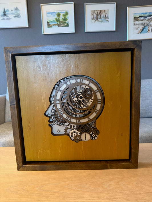 Cogito Chronometron (Tanker gjennom tid) – 7-lags mandala i antikk eik og offwhite (45x45 cm)