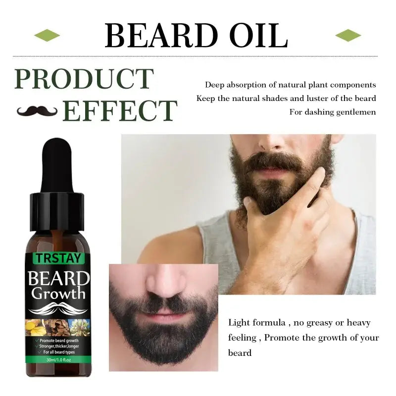 NEW Beard Hair Growth Essential Oil Anti Hair Loss Product Natural Mustache Regrowth Oil for Men Nourishing Beard Care