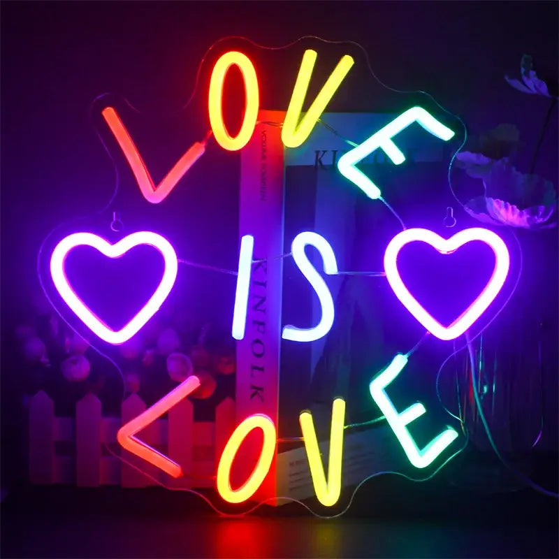 LED Neon Lights Love Acrylic Night Light Sign Lamp for Wedding Engagement Bedroom Home Indoor Wall Hanging Decor Neon