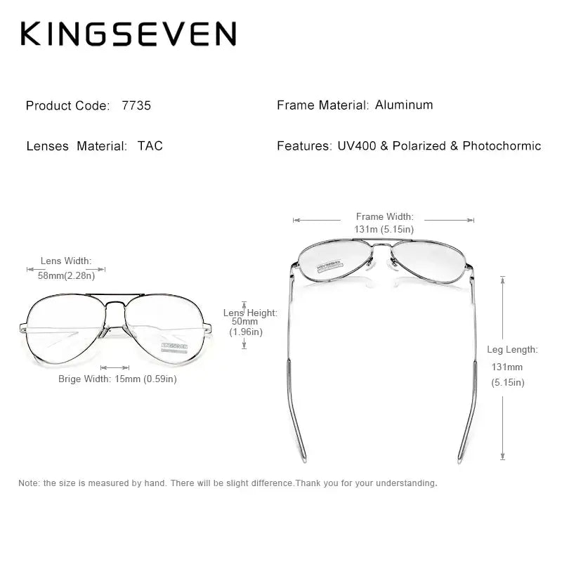 KINGSEVEN solbrille for menn Photochromic polariserende UV400 - solbriller