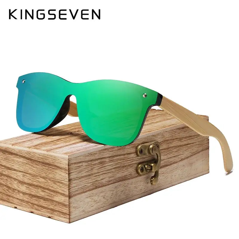 KINGSEVEN Unisex solbrille med stenger av bambus. Polariserende UV400 - solbriller