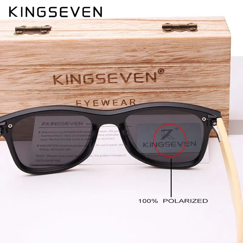 KINGSEVEN Unisex solbrille med stenger av bambus. Polariserende UV400 - solbriller