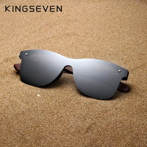 KINGSEVEN Unisex solbrille med stenger av valnøttre UV400 - solbriller