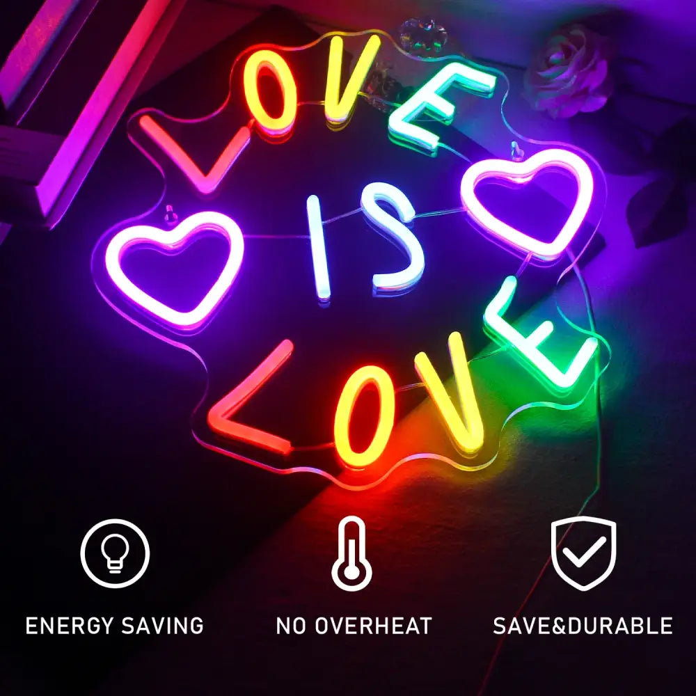 LED Neon Lights Love Acrylic Night Light Sign Lamp for Wedding Engagement Bedroom Home Indoor Wall Hanging Decor Neon