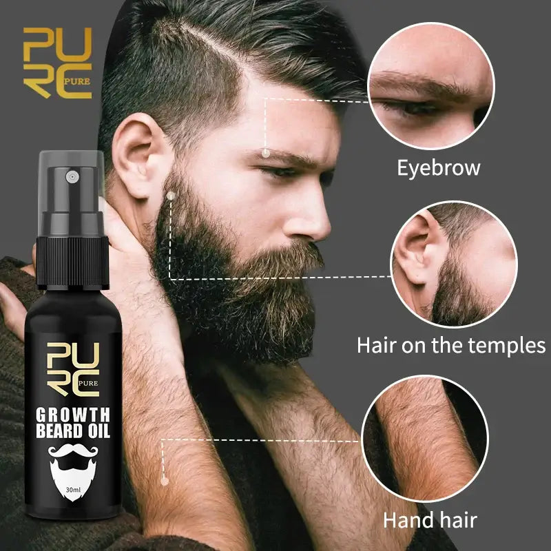 PURC Growth Beard Oil Grow Beard Thicker & More Full Thicken Hair Beard Oil For Men Beard Grooming Treatment Beard Care