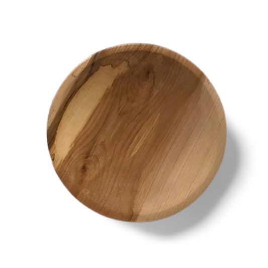 Håndlaget liten treskål (150 mm) dreid av naturlig tre og behandlet med bivoks