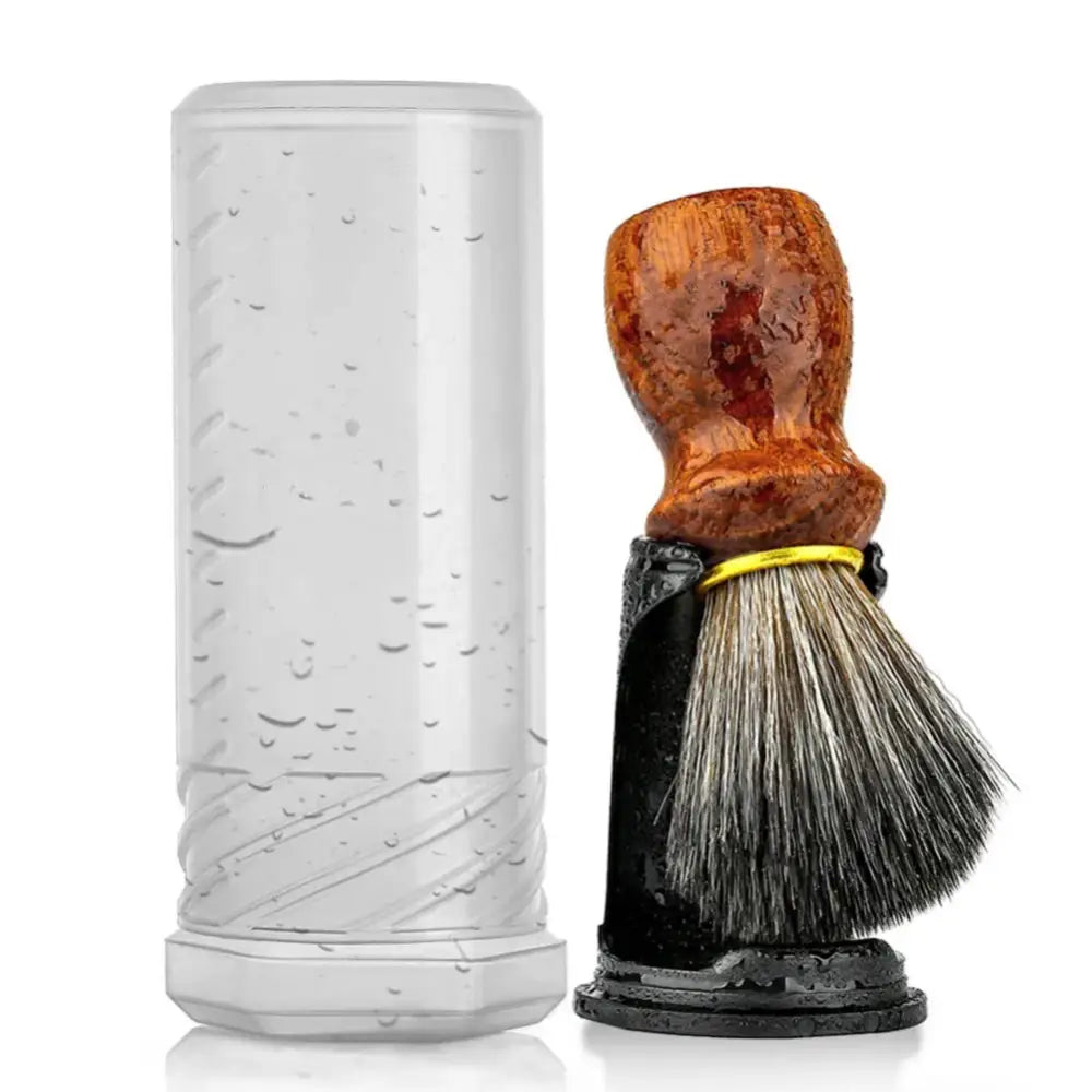 Synthetic Badger Hair Shaving Brush Set with Holder Stand Travel Case 3in1 Rare Blood Ebony Handle Brush Shaving Kit