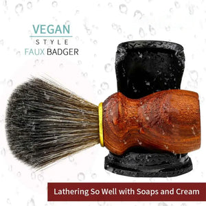 Synthetic Badger Hair Shaving Brush Set with Holder Stand Travel Case 3in1 Rare Blood Ebony Handle Brush Shaving Kit