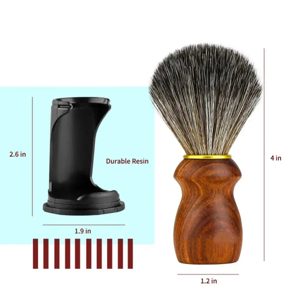 Synthetic Badger Hair Shaving Brush Set with Holder Stand Travel Case 3in1 Rare Blood Ebony Handle Brush Shaving Kit