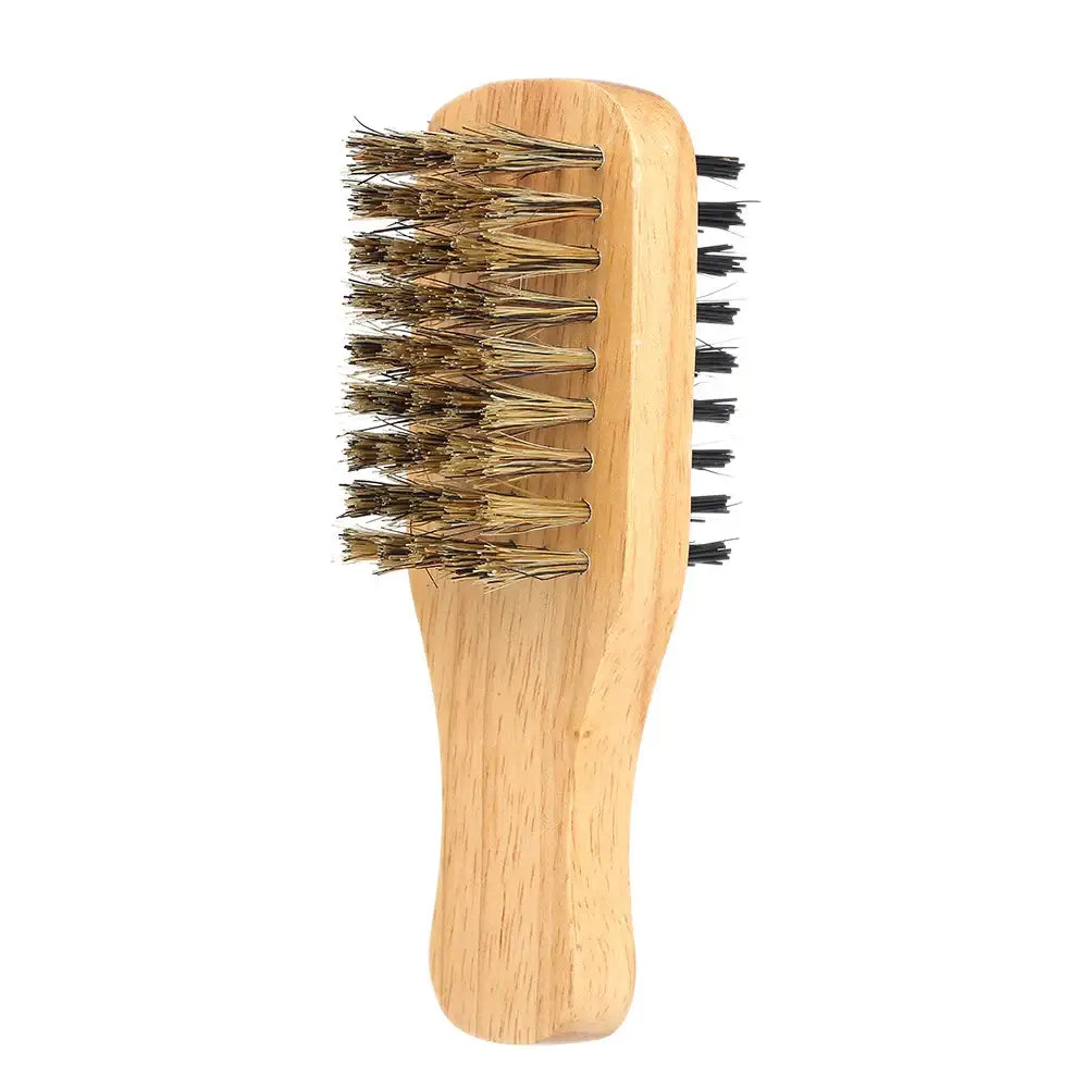 Wood Handle Men’s Beard Brush Men Mustache Brushes Comb Double-sided Facial Hair Brush Male Face Message Shaving