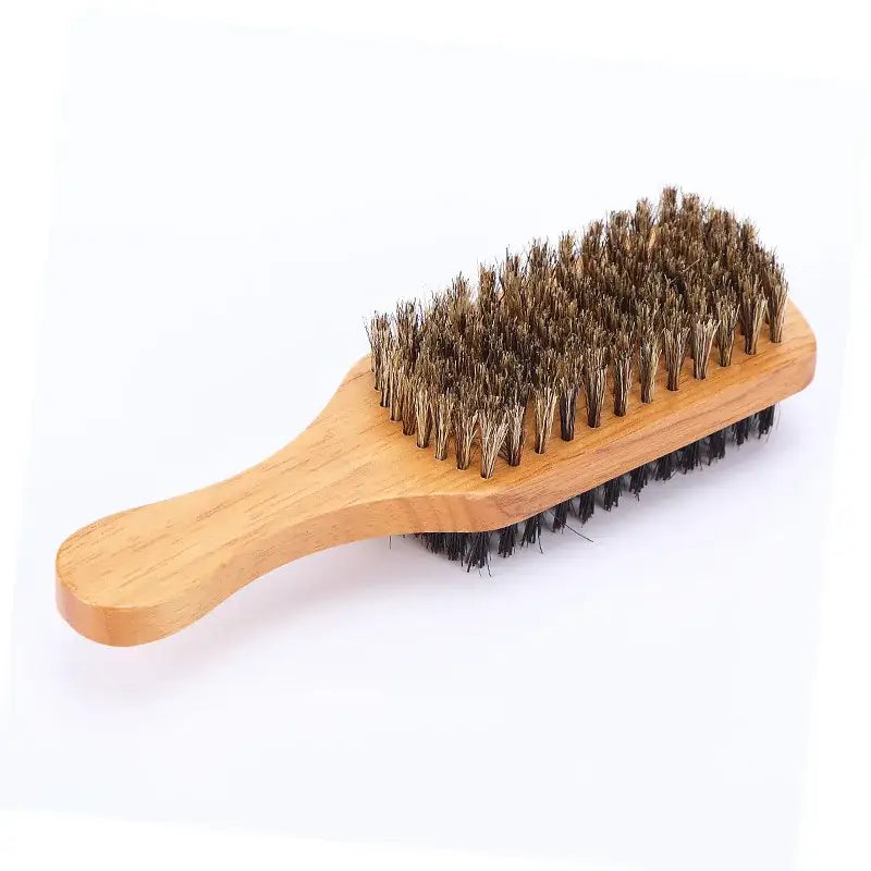 Wood Handle Men’s Beard Brush Men Mustache Brushes Comb Double-sided Facial Hair Brush Male Face Message Shaving